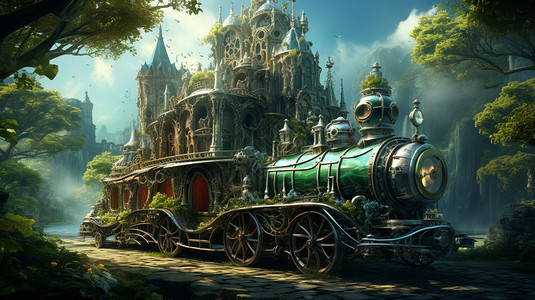 童话里的火车背景图片