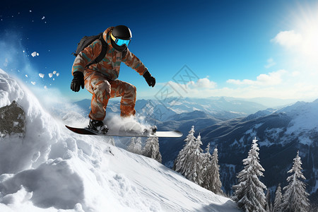 雪山上的滑雪运动员图片