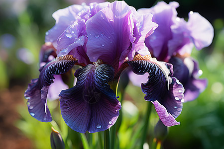 夏季花园中盛开的紫罗兰花朵图片