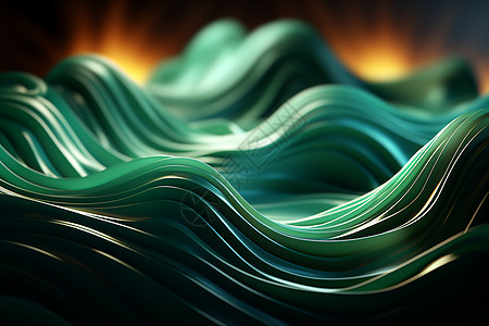 创意抽象绿色波浪插图背景图片