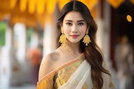 泰国服饰异域风情的美丽女子背景