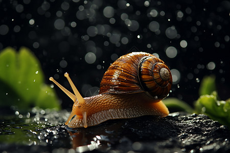 慢慢爬行的蜗牛图片