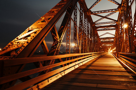 夜幕中的钢铁之桥图片