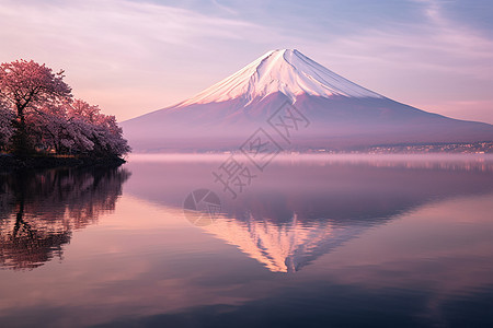 雪山下的湖泊图片