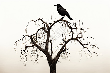 树枝上落着的乌鸦图片