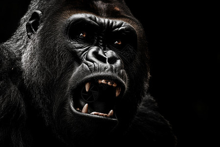 呲牙咧嘴的大猩猩图片
