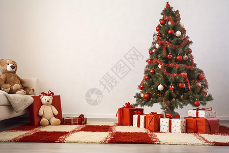 圣诞礼物与圣诞树背景图片