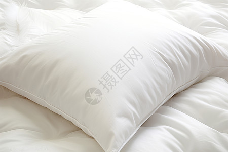 柔软的枕头床品羽绒棉高清图片