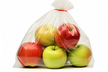 透明袋子里的苹果图片