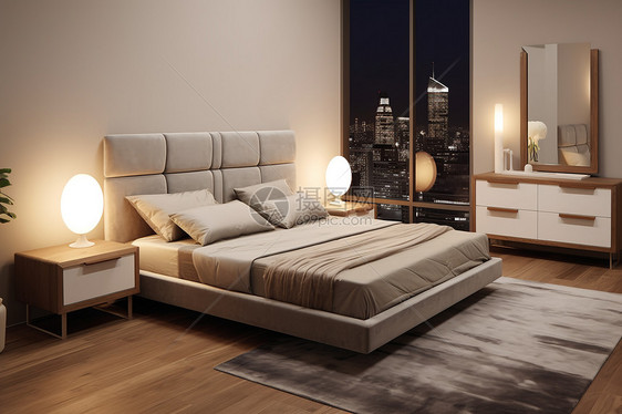 现代风格卧室的大床图片