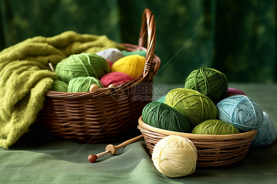 手工纺织的毛线球图片