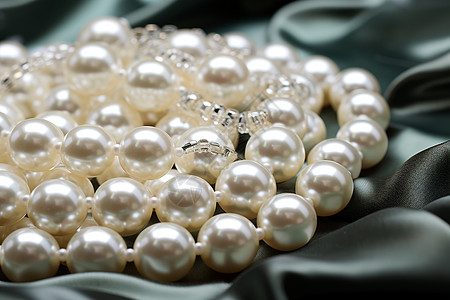 奢华昂贵的珍珠项链背景图片