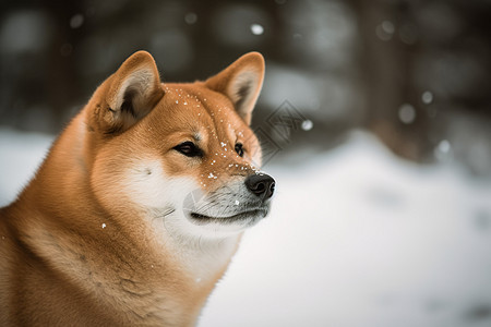 雪地中的宠物狗图片