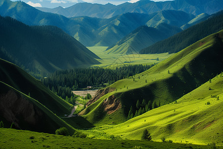 美丽的绿色山脉图片