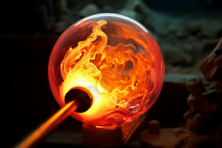 火焰中的玻璃球图片