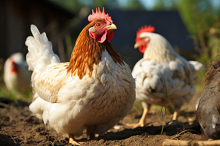 乡村农场上的鸡群图片