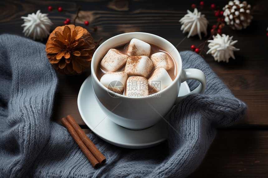温暖冬日的热巧克力图片