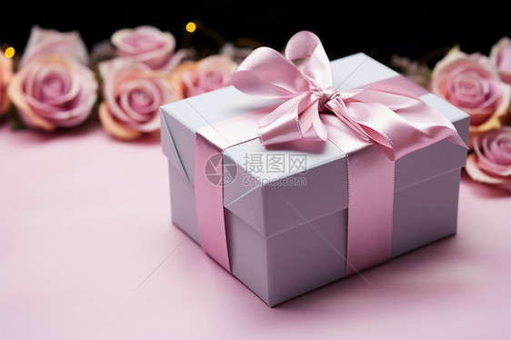 粉红色礼物盒图片