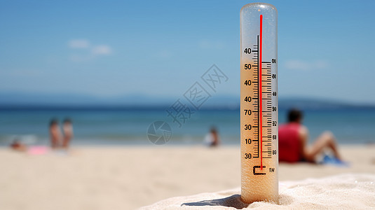 沙滩上的温度计图片