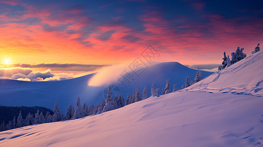 雪山上的风景背景图片