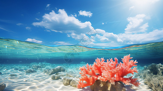 海底世界的红珊瑚图片
