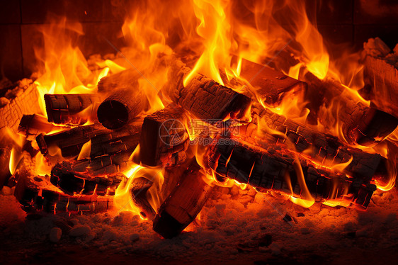 燃烧的烧烤木炭图片