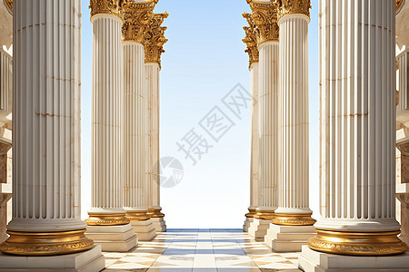 古典气息恢弘庄严的大理石柱子图片