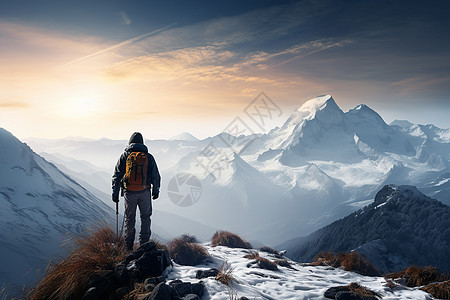 雪山顶上的风景图片