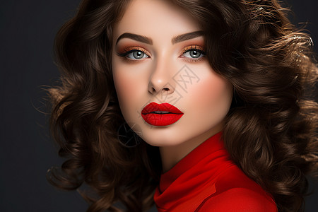 红唇艺术完美妆容图片