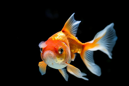 金鱼游动在鱼缸中图片
