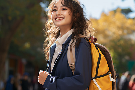 活力四溢的年轻女大学生图片