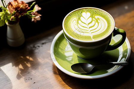 清新绿茶咖啡图片