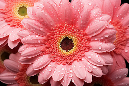 粉色花朵上的露珠图片