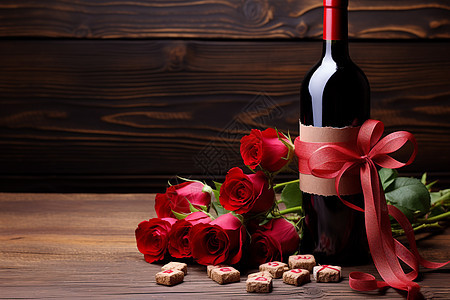 浪漫情人节的红酒图片