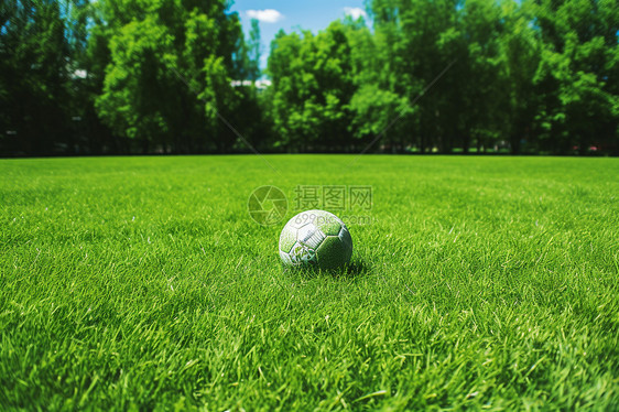 绿色草坪上的足球图片