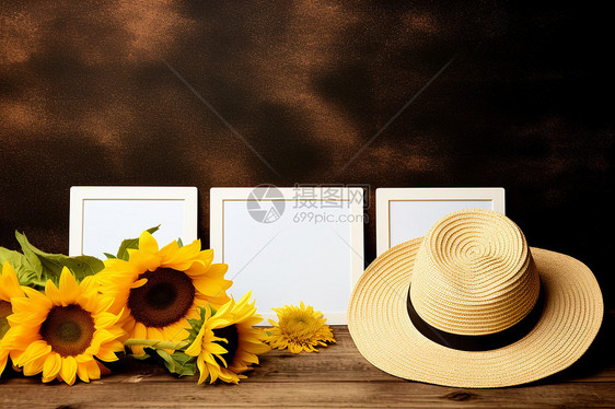 夏季惬意的向日葵相框装饰图片