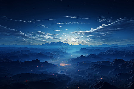 夜晚的美丽山脉图片