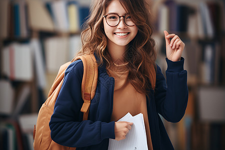 笑容灿烂的女大学生背景图片