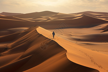 沙漠中孤独的人类图片