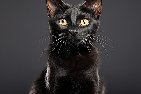 端坐的黑色小猫图片