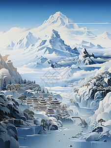 梦幻的高原藏区雪山景观图片
