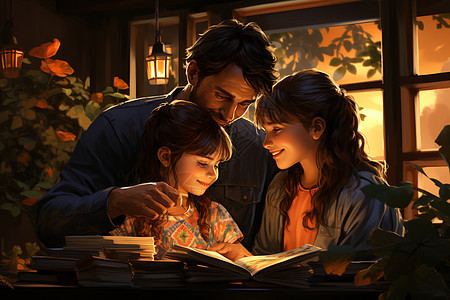 温馨的家庭阅读图片
