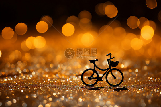 闪耀背景上的自行车摆件图片