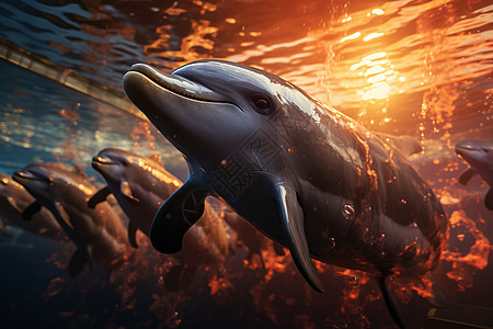 水面下游泳的海豚背景图片