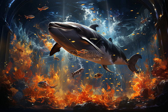 海底欢快的海豚图片