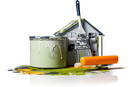 房屋建筑粉刷工具背景图片