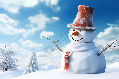 雪地中可爱的雪人图片