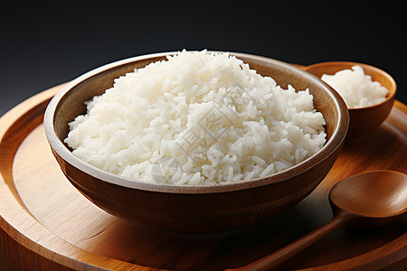 木碗中新鲜的大米饭图片