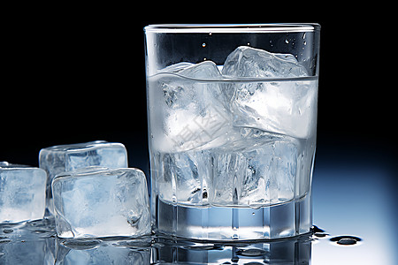 玻璃杯中的冰块背景图片