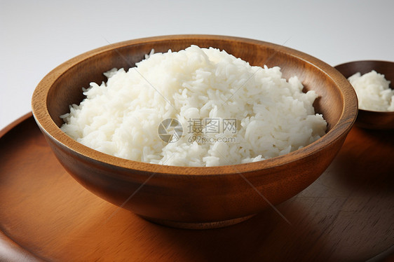 碗中热气腾腾的大米饭图片